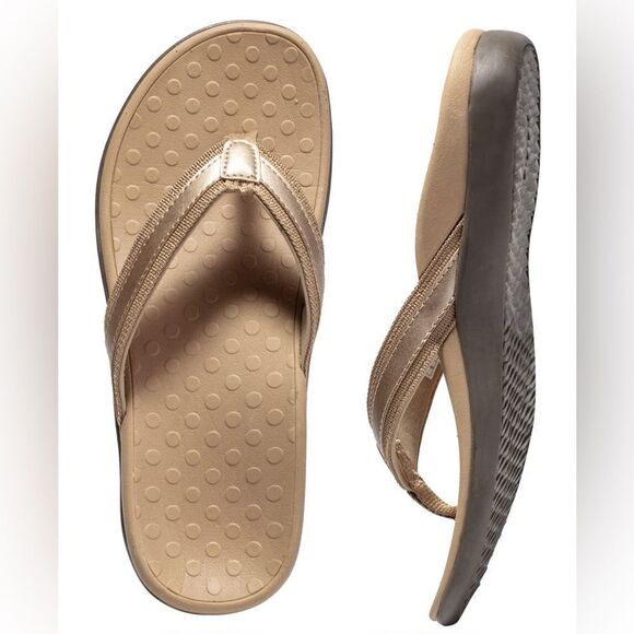 Vionic Sandals Flip Flops Arch Support Cream Size 13 - Picture 1 of 8